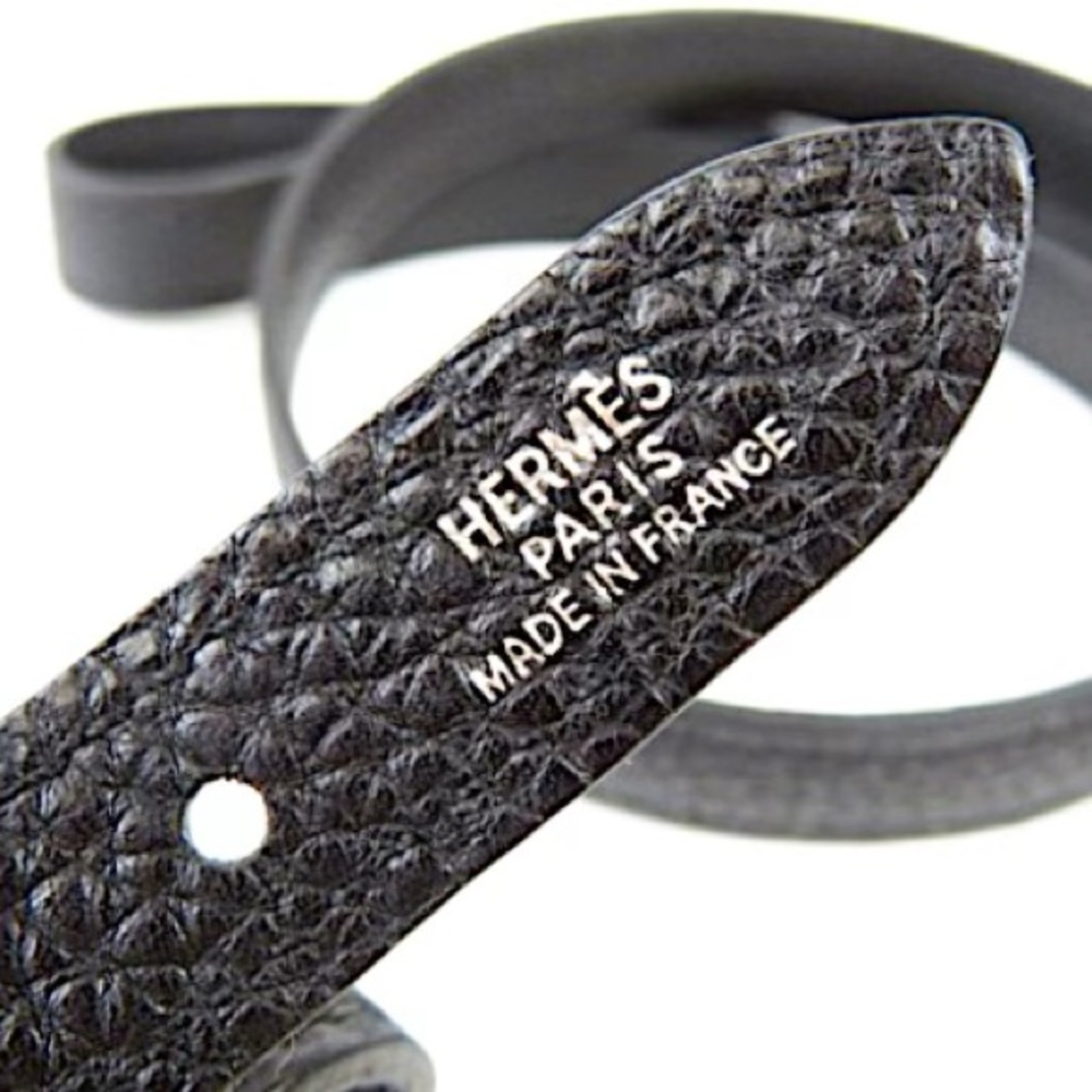 Authentic Hermès Black Kelly Cadena Dog Collar & Leash in Togo Leather - Picture 7 of 8